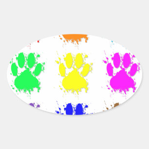 Sticker Ovale Motif à mâchoires pour chien d'encre
