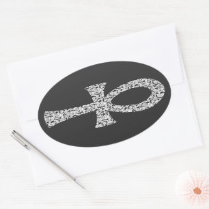 Sticker Ovale Motif Ankh Swirl