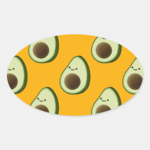 Sticker Ovale Motif Avocado