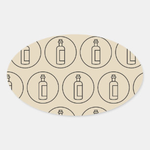 Sticker Ovale motif bouteille de vin