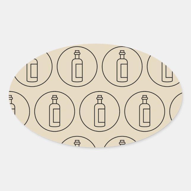 Sticker Ovale motif bouteille de vin (Devant)