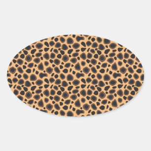 Sticker Ovale Motif Cheetah