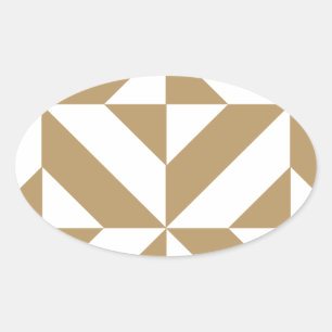 Sticker Ovale Motif de cube géométrique Brown