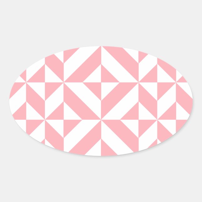 Sticker Ovale Motif de cube géométrique Melon rose (Devant)