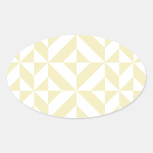 Sticker Ovale Motif de cube géométrique or pâle