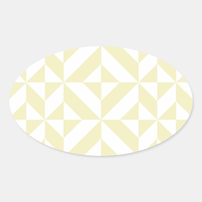 Sticker Ovale Motif de cube géométrique or pâle (Devant)
