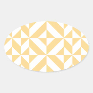 Sticker Ovale Motif de cube géométrique Pale Melon