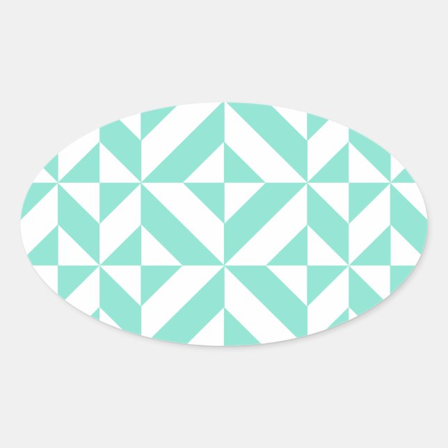 Sticker Ovale Motif de cube géométrique vert Seafoam (Devant)