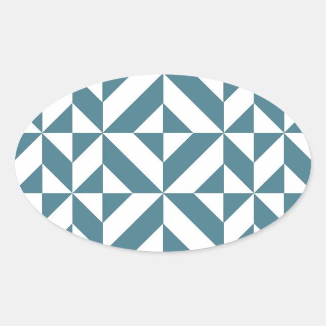 Sticker Ovale Motif de cube vert géométrique profond Turquoise (Devant)