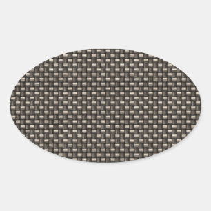 Sticker Ovale Motif de fibre de carbone (Faux)