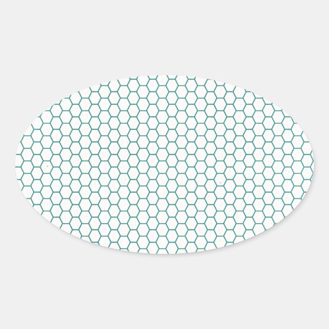 Sticker Ovale Motif de peigne de miel bleu (Devant)