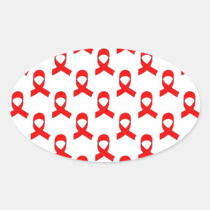 Sticker Ovale Motif de ruban rouge