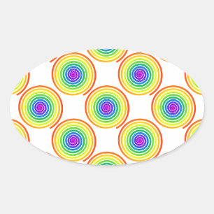 Sticker Ovale Motif de spirale arc-en-ciel