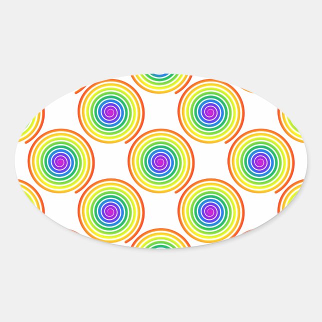 Sticker Ovale Motif de spirale arc-en-ciel (Devant)