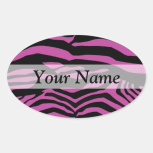 Sticker Ovale Motif d'impression zèbre violet