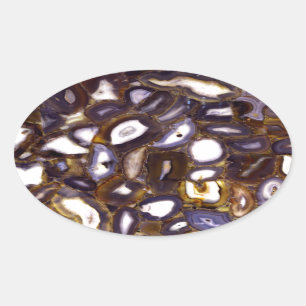 Sticker Ovale Motif en pierre blanche Brown violet