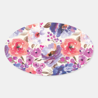 Sticker Ovale Motif riche en aquarelle