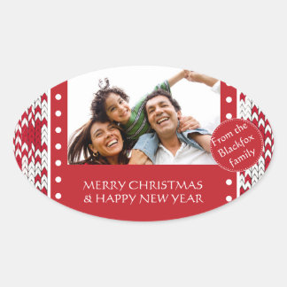Sticker Ovale Motif tricoté de Noël