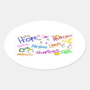 Sticker Ovale Mots du coeur_