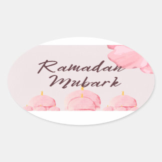 Sticker Ovale Moubarak rose du Ramadan
