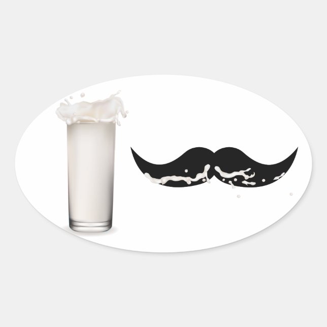 Sticker Ovale Moustache de lait (Devant)