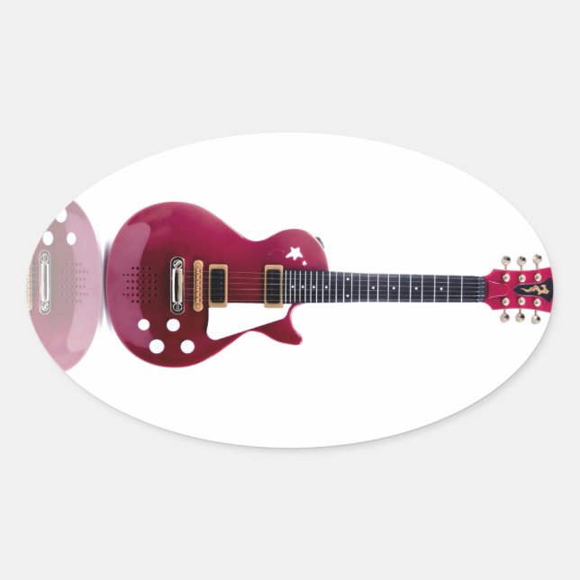 Sticker Ovale Music Notes Chaînes Guitare Peace Love Destiny Art (Devant)