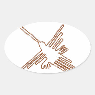 Sticker Ovale Nazca Lines Croquis de colibris