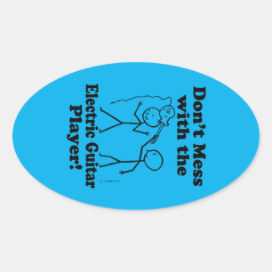 Sticker Ovale Ne manquez pas le joueur de guitare électrique Ova