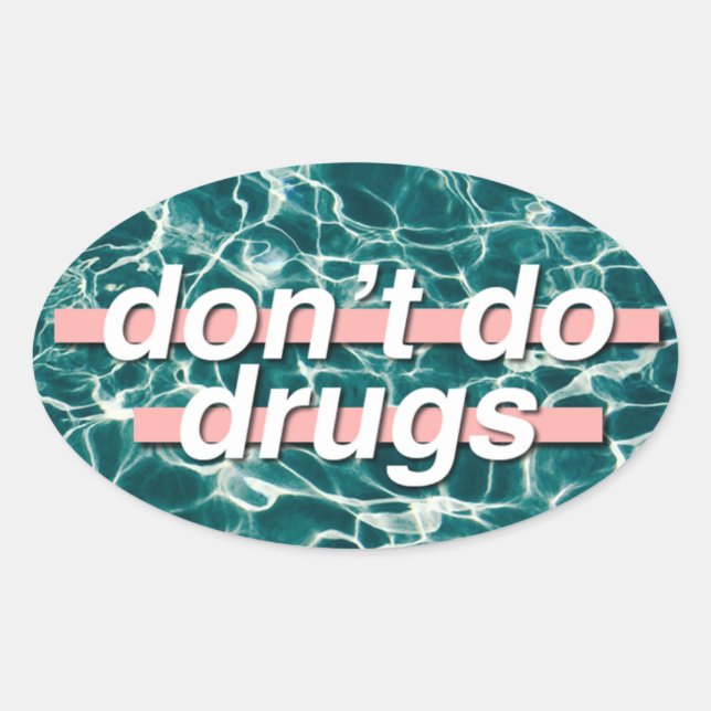 Sticker Ovale Ne pas faire drogue pop art (Devant)