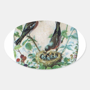Sticker Ovale Nest of Joy : L'amour du jeune esprit nourdissant