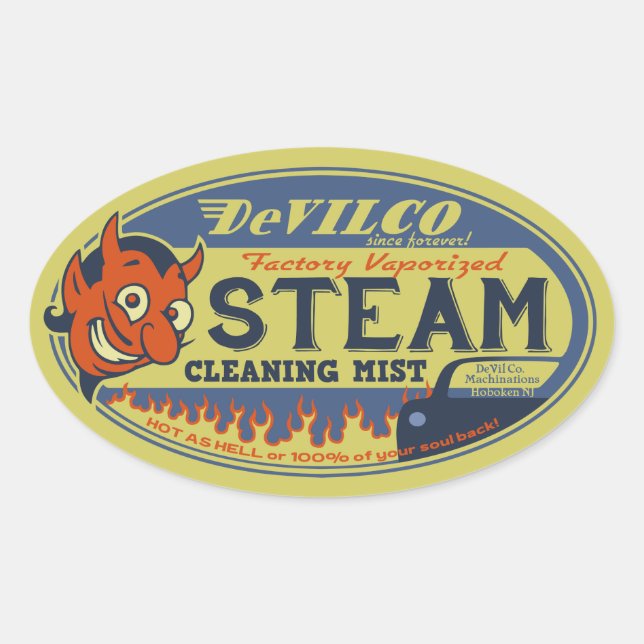 Sticker Ovale Nettoyeur à vapeur DeVilco (Devant)