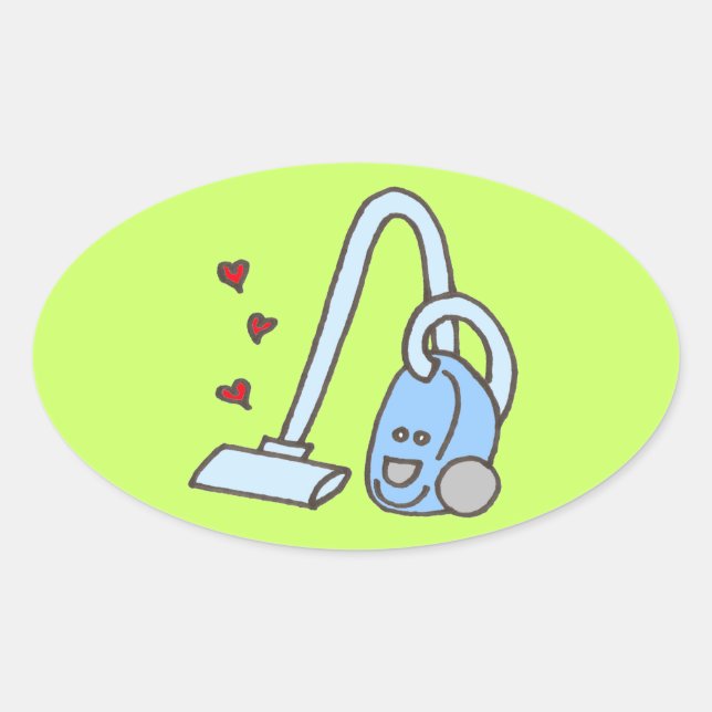 Sticker Ovale Nettoyeur de vide avec coeur (Devant)