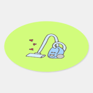 Sticker Ovale Nettoyeur de vide avec coeur