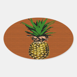 Sticker Ovale Newsprint ananas