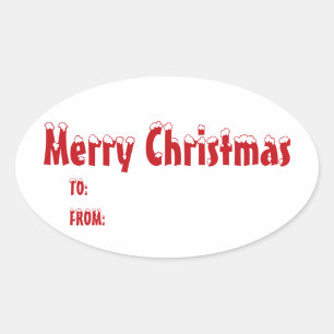 Sticker Ovale Noel rouge et blanc blanc blanc à de mignon