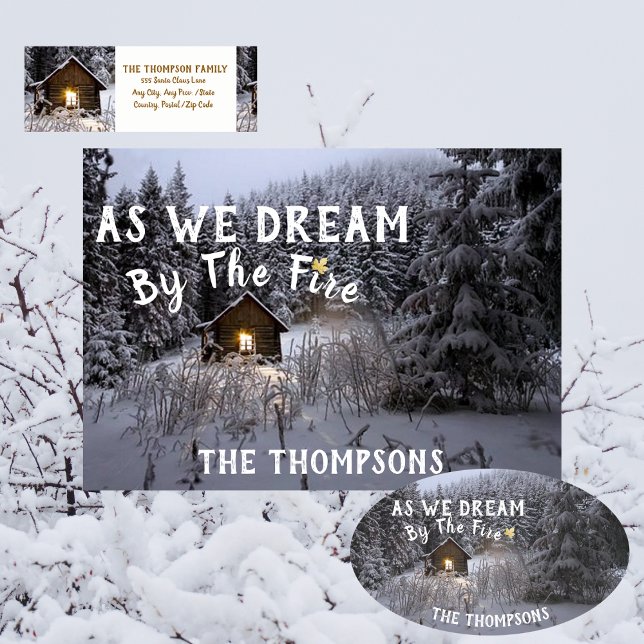 Sticker Ovale Noël rustique (Rustic Country Christmas Sticker. Add the matching Christmas Card and Return Address Label)