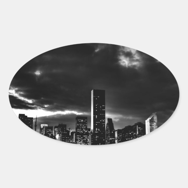 Sticker Ovale Noir et blanc New York City (Devant)