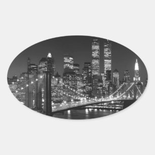Sticker Ovale Noir et blanc New York City