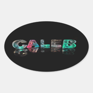 Sticker Ovale Noms uniques - Caleb dans les lumières 3D