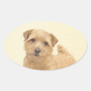 Sticker Ovale Norfolk Terrier Peinture - Art Chien original