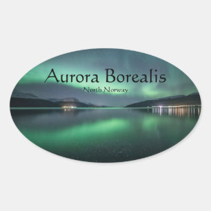 Sticker Ovale Northern Lights Norvège