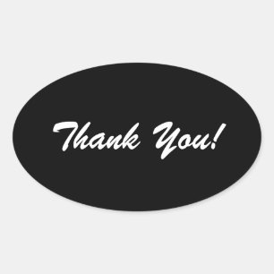Sticker Ovale Notes brillantes en Merci noir et blanc