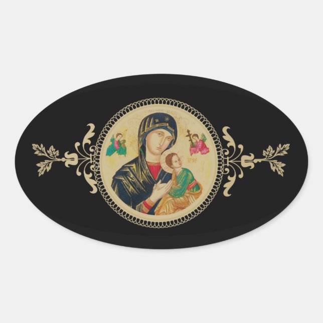 Sticker Ovale Notre mère de l'aide perpétuelle (Devant)