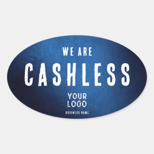 Sticker Ovale Nous sommes sans espèces - Dégradé Grunge Bleu