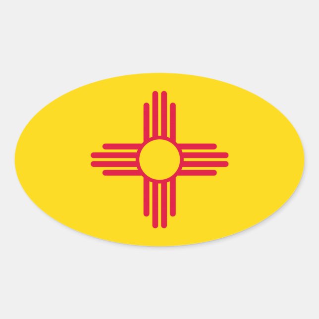 Sticker Ovale Nouveau-Mexique État Drapeau (Devant)
