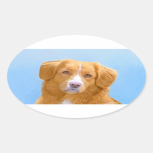 Sticker Ovale Nouvelle-Écosse Peinture de chien pour l'essayeur 