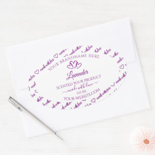 Sticker Ovale Nuage de mots violet et blanc Produit Coeurs Étiqu