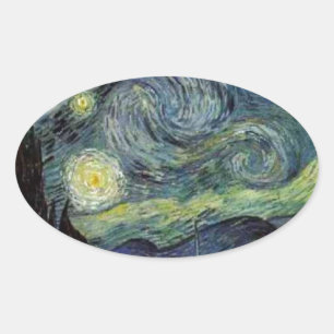Sticker Ovale Nuit étoilée - van Gogh