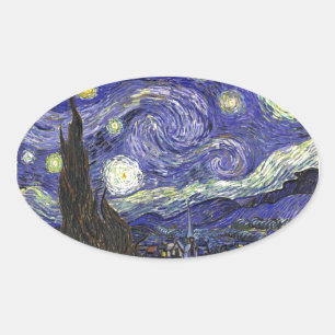 Sticker Ovale Nuit étoilée, Vincent Van Gogh.