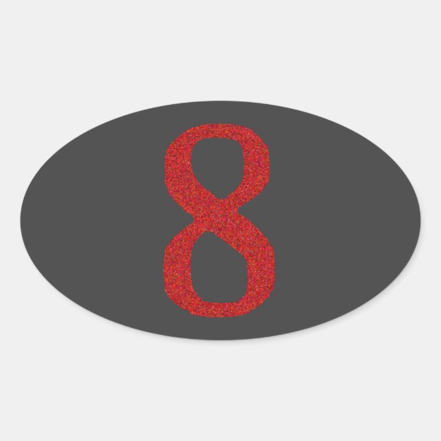 STICKER OVALE NUMÉRO 8 EN ROUGE (Devant)